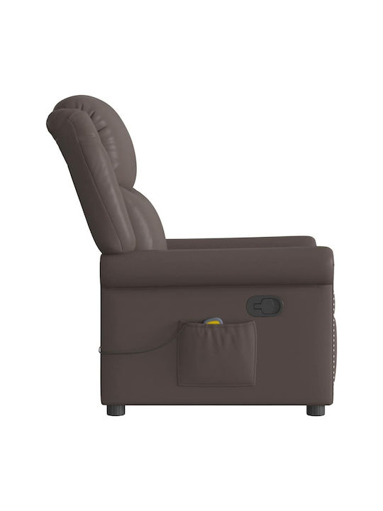 Fotoliu Relax Masaj cu Puf din Piele Naturală Maro 77x92.5x99cm