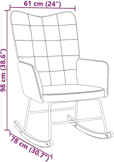 Schaukelstuhl Samt Light Grey 61x78x98cm