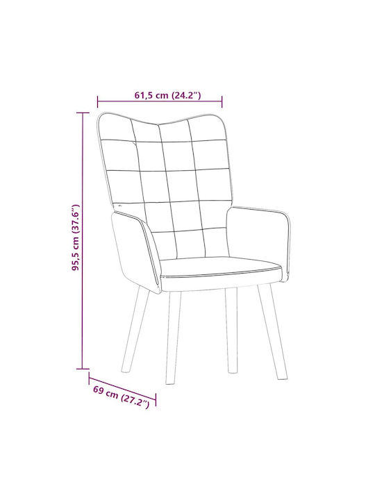 Ohrensessel Samt Blue 61.5x69x95.5cm