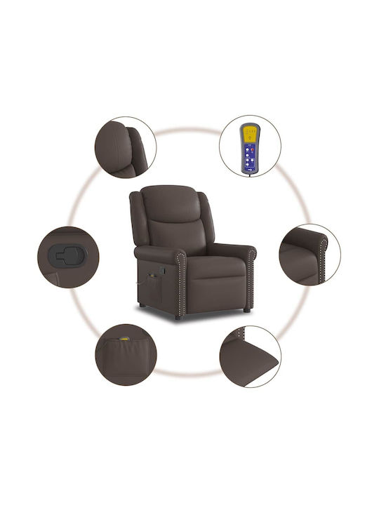 Fotoliu Relax Masaj cu Puf din Piele Naturală Maro 77x92.5x99cm