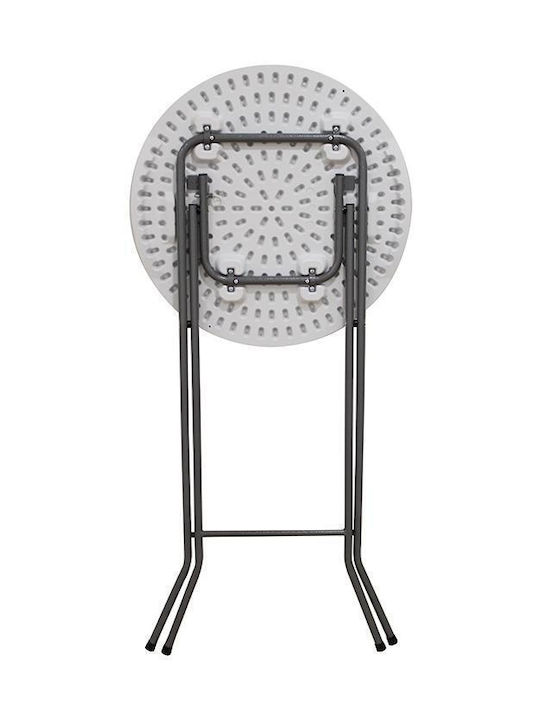 Outdoor Bar Foldable Table with Plastic Surface and Metal Frame White 61x61x110cm
