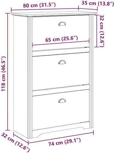 Метален Обувна рафт 80x35x118см
