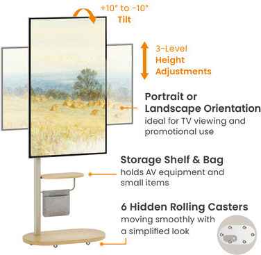 Brateck FS54-22T-02W TV Mount Floor up to 43" and 15kg Silver