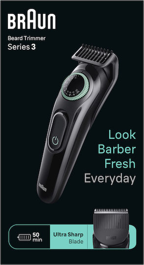 Braun Series 3 Trimmer Μηχανή Επαναφορτιζόμενη Black / Vibrant BT3421