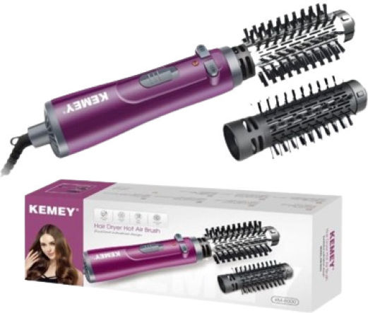 Kemei Electric Brush with Air & Rotating Head for Straightening and Curls 1000W