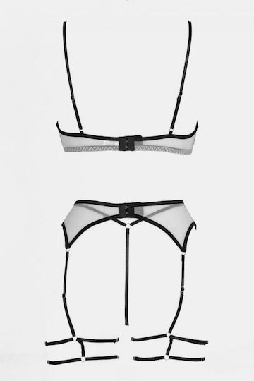 Decoro Sexy Σετ Εσωρούχων με Διαφάνεια & Ζαρτιέρες Μαύρο
