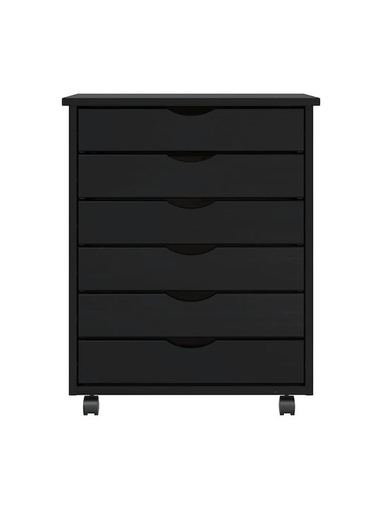 Office Storage Solid Wood Drawer with Wheels & Drawers Natural L53xW39xH65.5cm