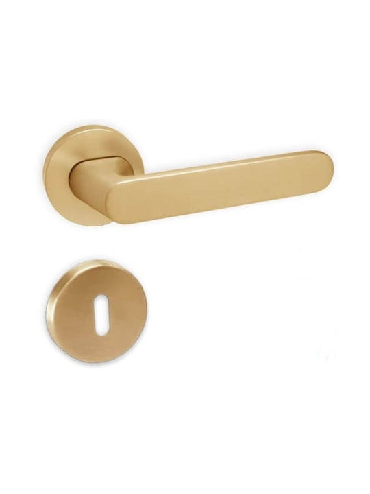Perfect Lever Middle Door with Rosette Pair with Rosette Nickel Satin