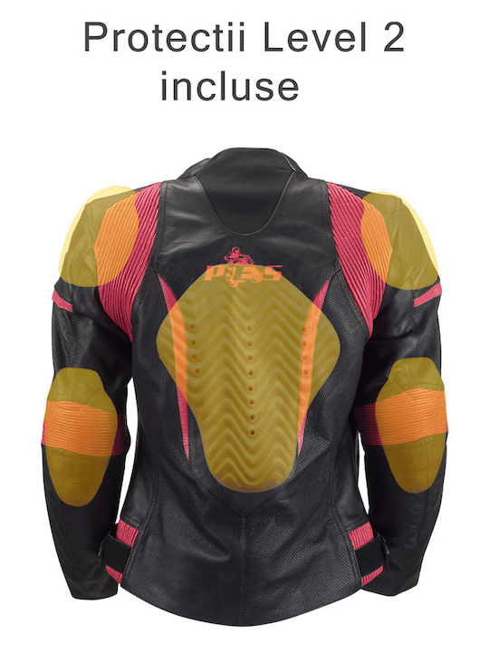 Femeiesc Geacă de motocicletă De piele Waterproof Black Pink