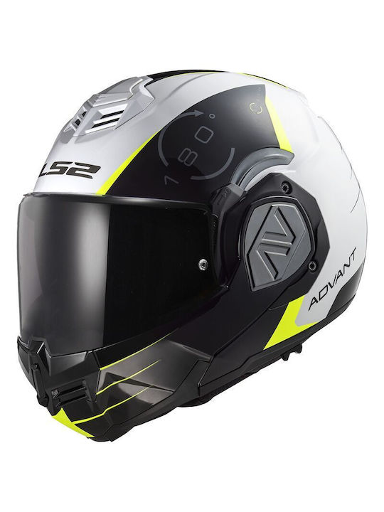 LS2 FF906 Advant Codex Gloss White/Black Motorcycle Helmet Modular ECE 22.06 1650gr with Sunvisor