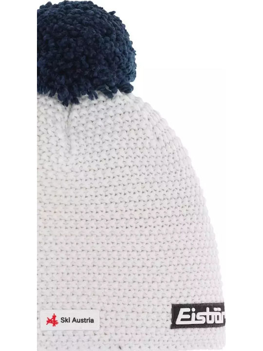 Pom Pom Beanie Beanie Knitted in White color