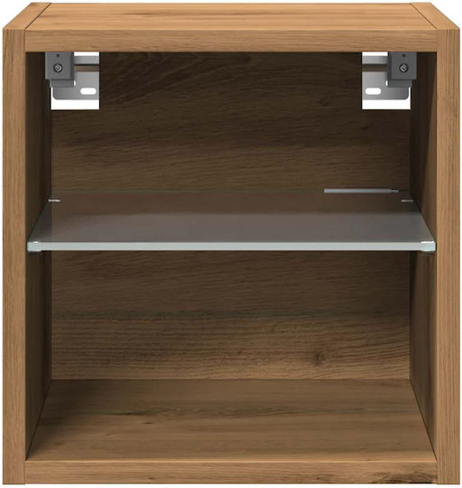 Wall Shelves with LED Brown 2 Pieces 30x28.5x30cm