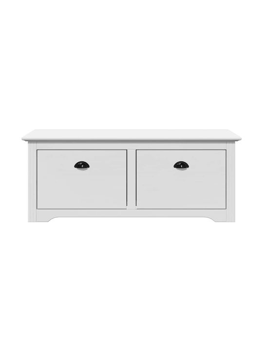 Mobilier de Intrare cu Dulap pentru Pantofi & Bancă Alb 114x40x45cm