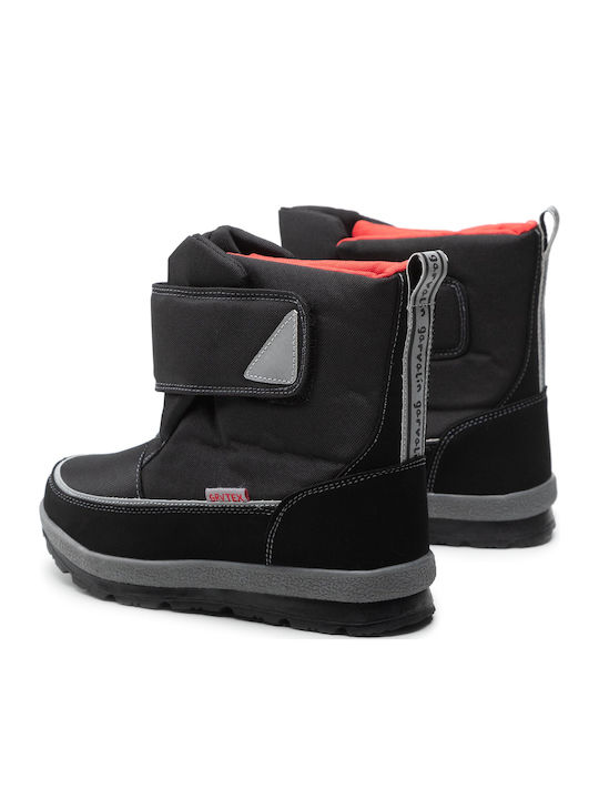 Leather Kids Snow Boots with Velcro Black