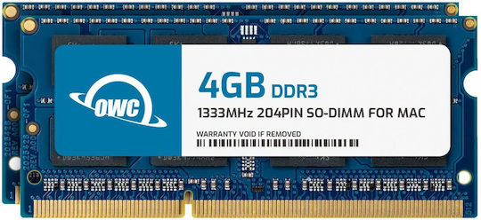 OWC DDR3 8GB RAM με 2x4GB Modules και Ταχύτητα 1333 για Laptop