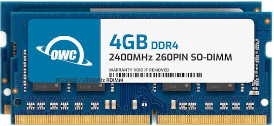 OWC DDR4 8GB RAM με 2x4GB Modules και Ταχύτητα 2400 για Laptop