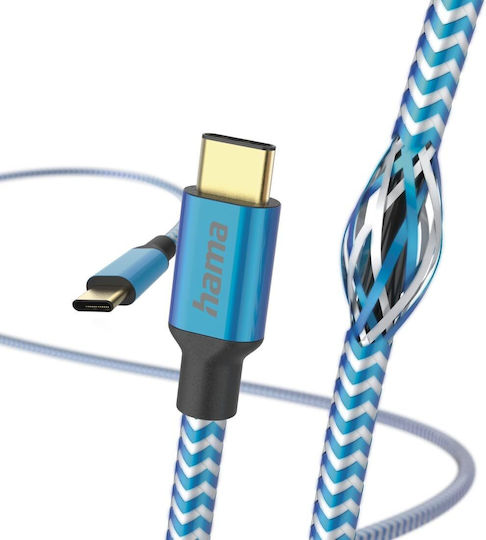 HAMA Редовна USB 2.0 Кабел USB-C мъжки - USB-C мъжки 15W Син 1.5м (00201557)