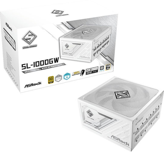 ASRock Steel Legend SL-1000GW 1000W White Computer Power Supply Full Modular 80 Plus Gold