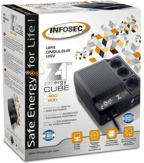 Infosec Z1 ZenCube-EX FR UPS Off-Line 600VA с 3 Schuko Гнезда