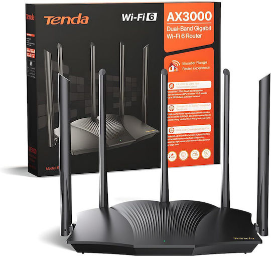 Tenda RX12 Pro Ασύρματο Router Wi‑Fi 6 με 3 Θύρες Gigabit