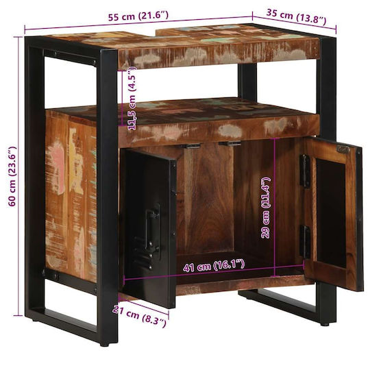 vidaXL Waschtisch ohne Waschbecken L55xB35xH60cm Coffee
