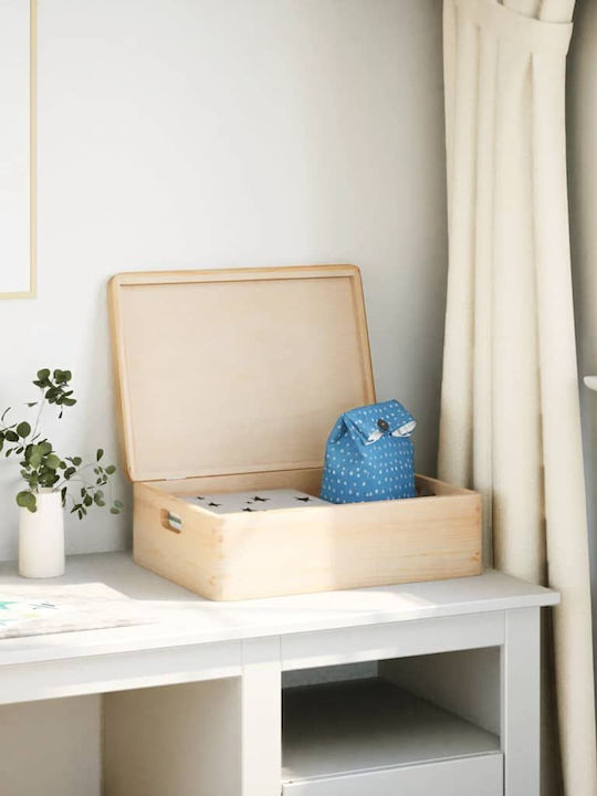vidaXL Wooden Storage Box with Lid Brown 40x30x13cm 1pcs