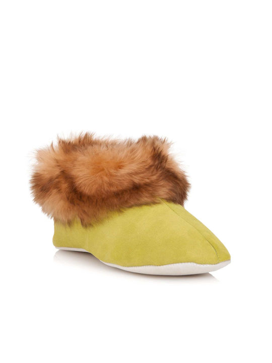 Winter Fur Leather Slippers Kastoria Mavrudis MRD line 4810018 Light Green