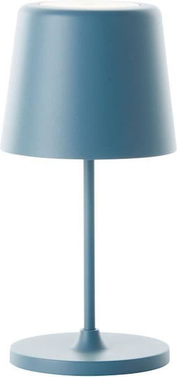 Brilliant Metall Tischlampe LED mit Blau Schirm und Basis