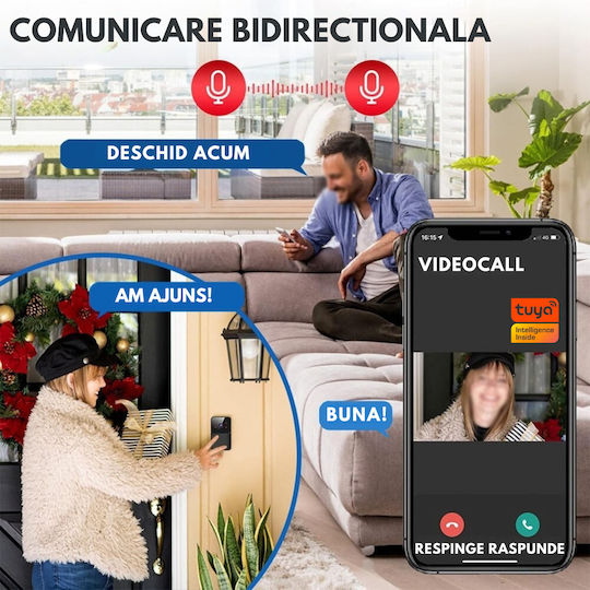 Ασύρματο Κουδούνι Πόρτας Wi-Fi / Bluetooth Λευκό