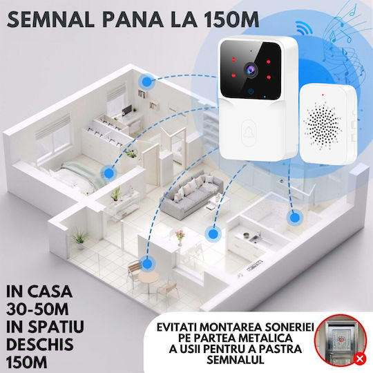 Ασύρματο Κουδούνι Πόρτας Wi-Fi / Bluetooth Λευκό