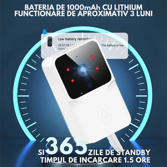 Ασύρματο Κουδούνι Πόρτας Wi-Fi / Bluetooth Λευκό