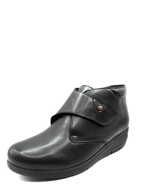 Leder Stiefeletten Damen Schwarz