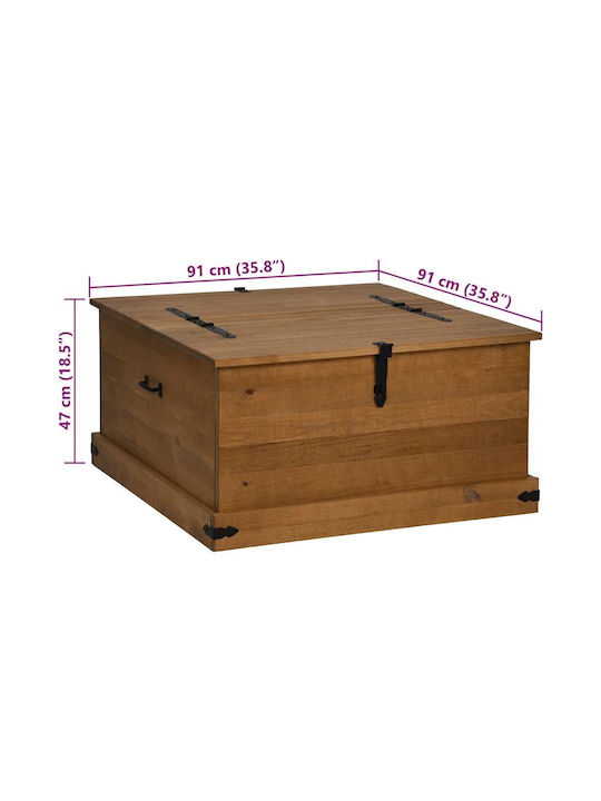 vidaXL Wooden Decorative Trunk Brown 91x47cm