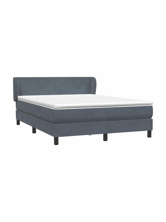 Doppelbett Bezogen mit Stoff Dunkelgrau mit Lattenrost & Matratze 160x210cm