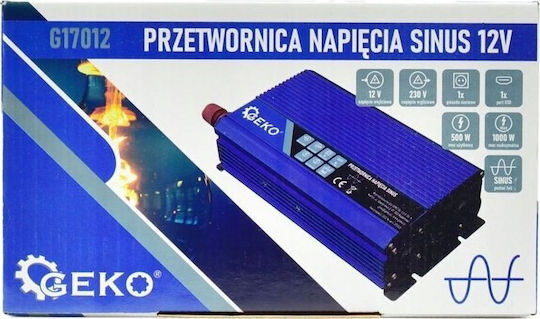 Geko Car Inverter Pure Sinewave 1000W for Conversion 12V DC to 230V AC