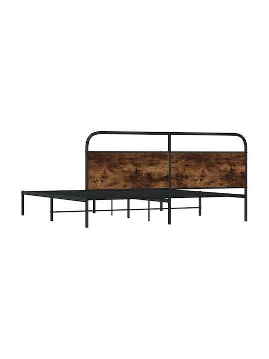 Легло King Size Дървено Кафяво с Дъски за Матрак 193x203см