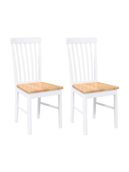 Dining Room Wooden Chair White 42.5x48x94cm 2pcs