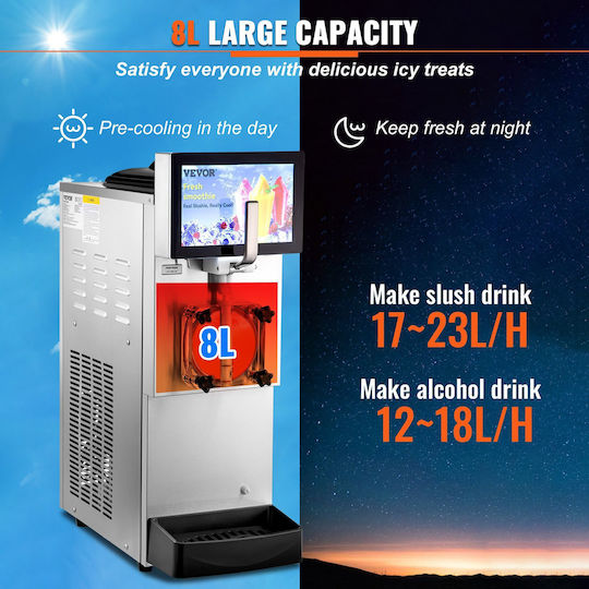 Vevor 8L 2.1 Gal Single Bowl Commercial Slushy Margarita Smoothie Frozen Drink Machine