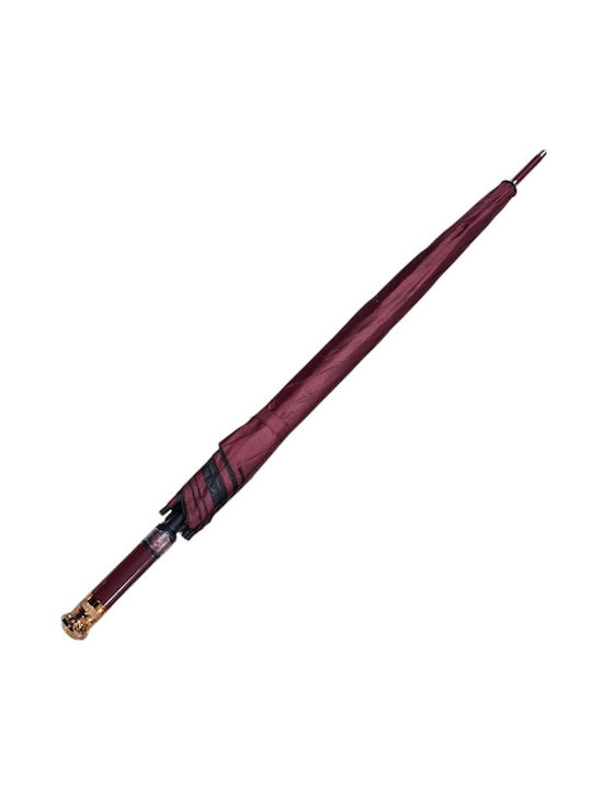 Automatic Umbrella with Walking Stick Red