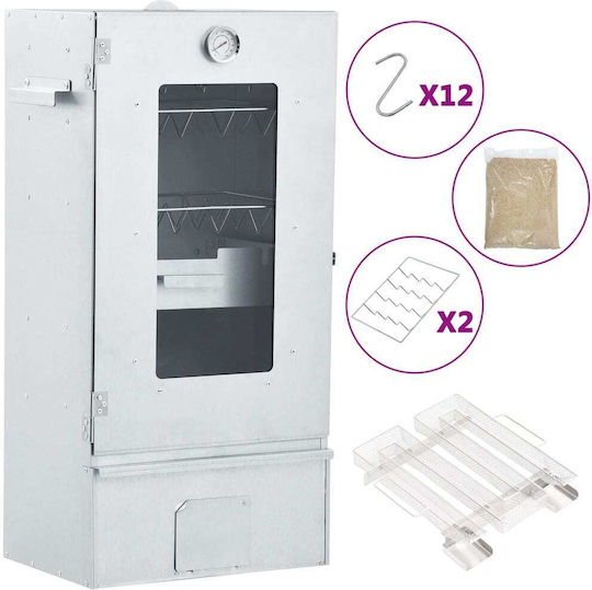 Vidaxl BBQ Smoker Cold Smoke System Galvanized Steel Silver