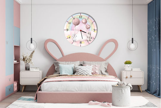 Kinder-Wanduhr Pastell-Hasen Regenbogen-Uhr Kinderzimmer
