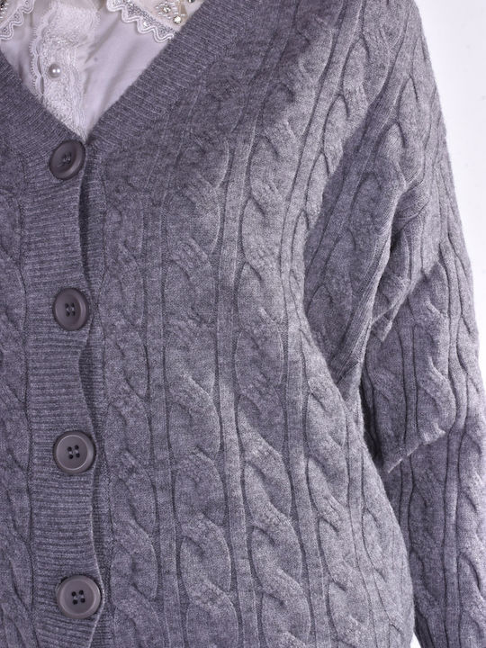 Women's Knitted Cardigan with Buttons Grey