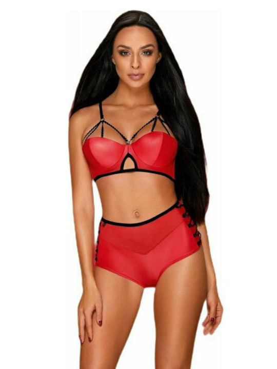 Obsessive Set de Lenjerie Sutien cu Alunecare Red