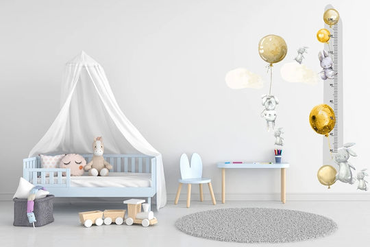 Kinder-Wachstumstabelle Hasen Gelbe Ballons Aufkleber 45x120