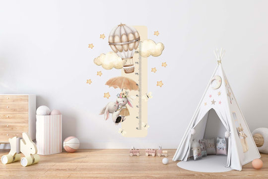 Kids Growth Chart Bunny Balloon Wall Sticker Beige 45x120