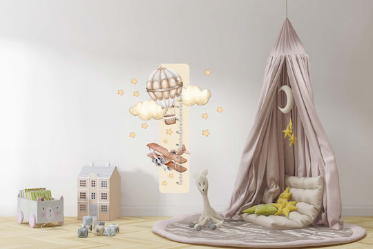 Kids Wall Sticker Airplane Height Balloon Beige 45x120