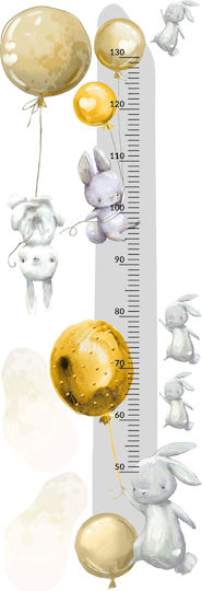 Kinder-Wachstumstabelle Hasen Gelbe Ballons Aufkleber 45x120