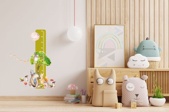 Kids Growth Chart Green Wall Sticker Boho Animals 45x120