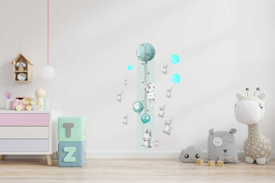 Children's Growth Chart Colorful Wall Sticker Grey Bunnies 45x120