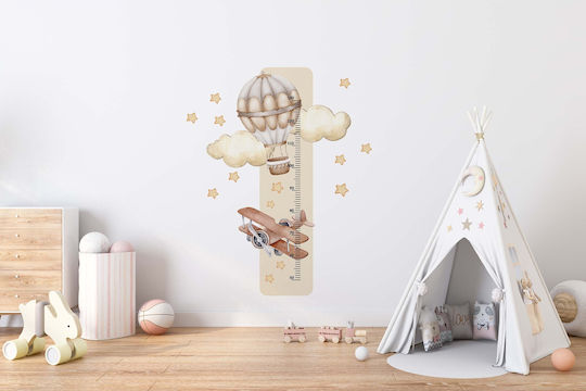 Kids Wall Sticker Airplane Height Balloon Beige 45x120